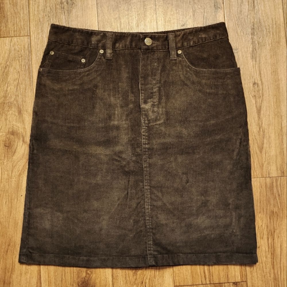 LL Bean Corduroy Stretch Skirt Brown Size 10